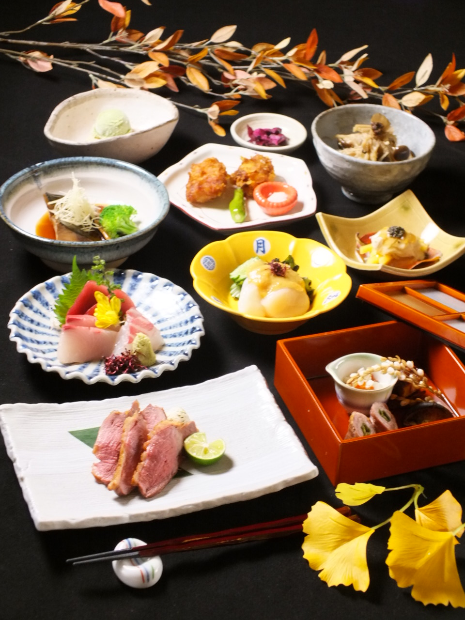 【接待におすすめ】　旅籠会席★匠コース★飲み放題付き個人盛り料理全9品