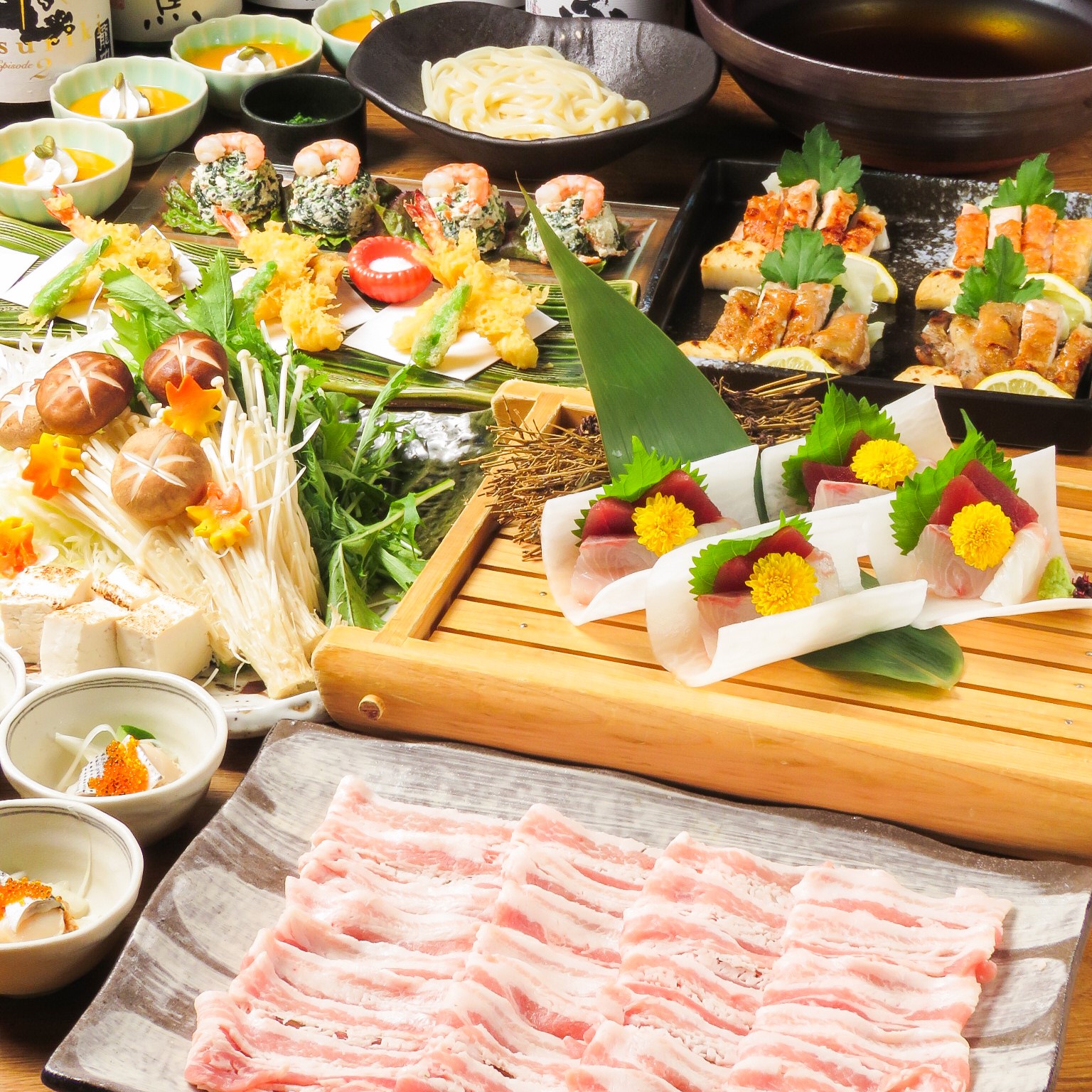 【ブランド豚】せせらぎ豚の和出汁しゃぶしゃぶコース飲み放題付全8品